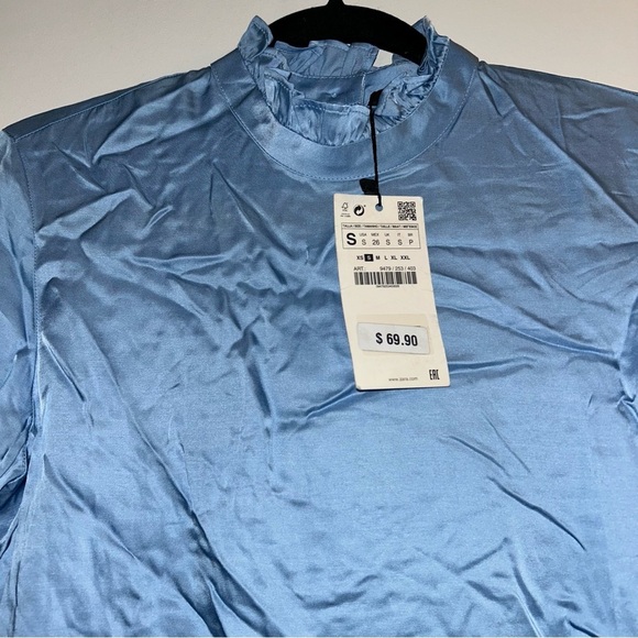 Zara Women’s Silk Blouse Long Sleeve Size Small NEW - Picture 2 of 3